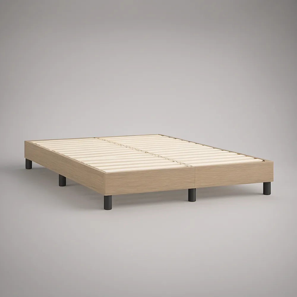 Cama de Casal 160 x 200 cm com Estrado de Ripas, Carvalho Claro e Preto
