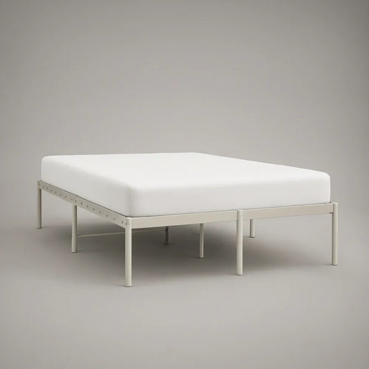 Estrutura de Cama de Casal em Aço Branco para Colchão 160 x 200 cm, 205 x 165 x 35 cm
