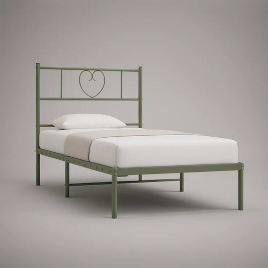 Cama Individual em Aço 90 x 190 cm Verde-oliva
