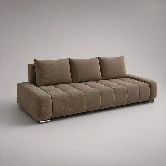 Sofá de 3 Lugares em Veludo Cotelê Castanho-Toupe 220 x 95 x 78 cm