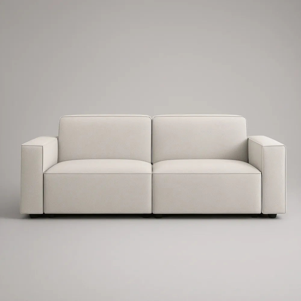 Sofá Retangular de 2 Lugares em Poliéster Bege-Claro 180 x 90 x 82 cm
