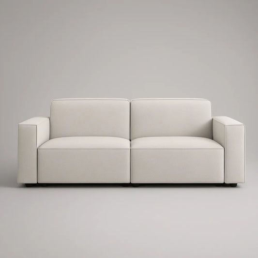 Sofá Retangular de 2 Lugares em Poliéster Bege-Claro 180 x 90 x 82 cm